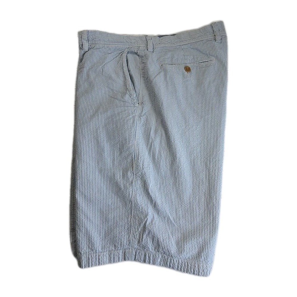 J.Crew mens Bermuda Seersucker Blue and White Stripped Shorts 36 X 10.5